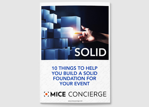 A graphic listing ten tips to avoid using foundation for your event, featuring vibrant colors and engaging visuals.